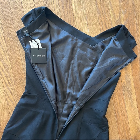 Chequer Classic Black Mini Dress Office/Night Out Tailored Cap Sleeves Size 8 - Picture 6 of 9